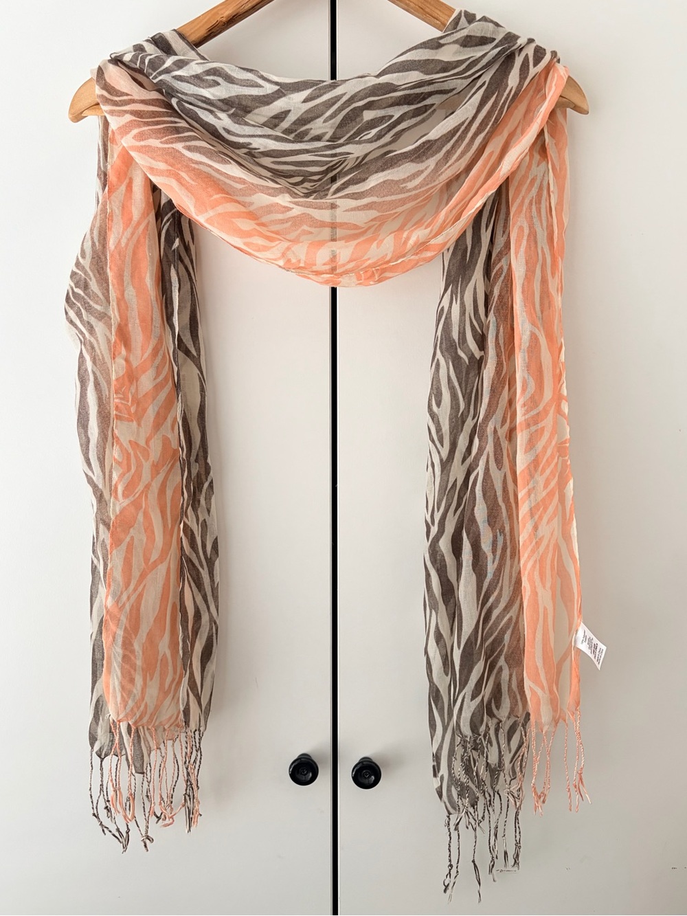 Light Coral and Taupe Zebra Print Scarf